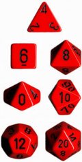 Chessex Opaque Polyhedral 7 Dice Set - Red with Black Numbers